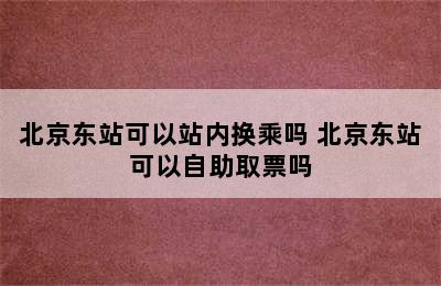 北京东站可以站内换乘吗 北京东站可以自助取票吗